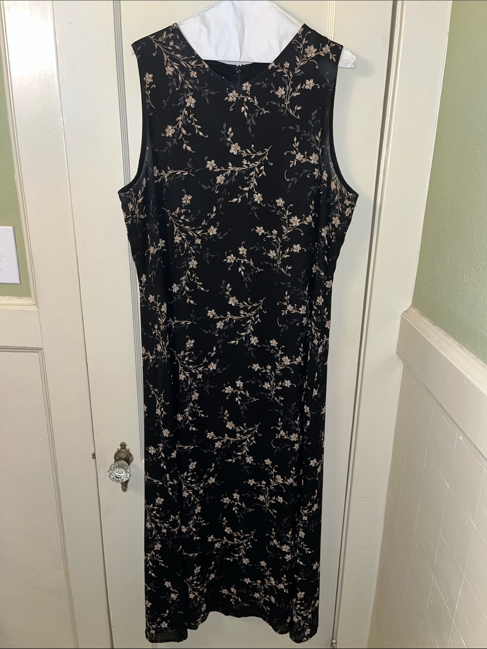 Talbots Black Sleeveless Floral Maxi Dress